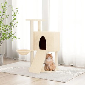 Árvore para gatos c/ postes arranhadores sisal 96 cm cor creme