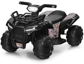Moto 4 elétrica 6V para crianças com 4 rodas resistentes ao desgaste Buzina de LED Luz suave Guiador 44 x 66 x 42 cm Preto