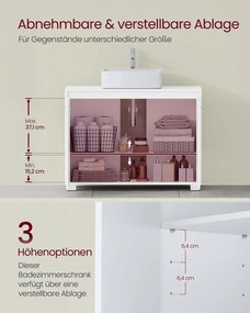 Armário para lavatório (NÃO INCLUIDO) com 2 compartimentos 30 x 80 x 60 cm branco