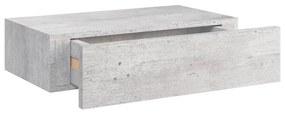 Prateleira de parede com gaveta MDF 40x23,5x10 cm cinza cimento