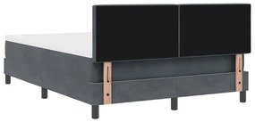 Cama Box Spring vidaXL com Colchão e LED Cinza Escuro 140x200 cm Velud