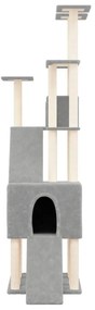 Árvore p/ gatos c/ postes arranhadores sisal 190 cm cinza-claro