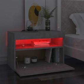 Mesa de cabeceira &amp; luzes LED 60x35x40 cm cinza cimento