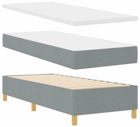 Cama Box Spring vidaXL com Colchão &amp; Luz LED Cinza Claro 80x200 cm Tec