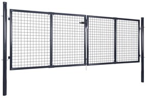 Portão de jardim em rede aço galvanizado 289x75 cm cinzento