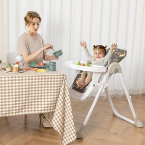 Cadeira refeição alta convertível para bebés com 90-105 cm Cadeira de colo ajustável em altura com tabuleiro amovível Encosto para as costas Apoio par