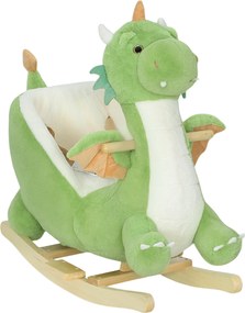 AIYAPLAY Cavalo Baloiço Infantil Base de Segurança de Madeira Cinto com Som de Dragão para Crianças de 18-36 Meses 65x38x72 cm Verde | Aosom Portugal