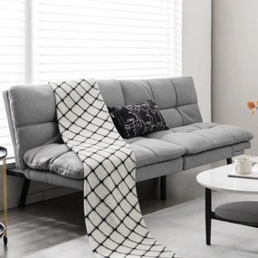 Sofá-cama conversível dobrável Futon de 3 lugares com encosto e apoios de braços ajustáveis para casa e escritório Cinzento