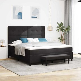 vidaXL Cama Box com Colchão e Banco Preto 180x200 cm Veludo