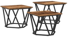 Mesas Laterais vidaXL 3 pcs Madeira Antiga Madeira de Engenharia