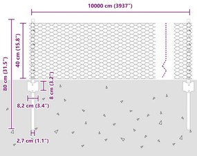 Postes de Cerca 11 pcs U-Channel 40 cm Aço Galvanizado