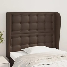 vidaXL Cabeceira cama c/ abas couro artif. 83x23x118/128 cm castanho