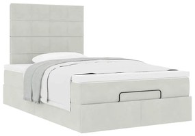 Estrutura de cama otomana com colchões cinza claro Veludo