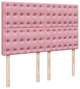 Cama com molas/colchão 160x200 cm veludo rosa