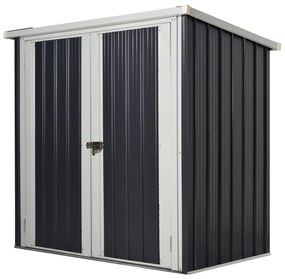 Outsunny Abrigo de Jardim Exterior de 1,26 m² de Aço Galvanizado com 2 Portas para Armazenamento de Ferramentas 147x86x134 cm Preto | Aosom Portugal