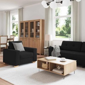 vidaXL Conjunto de Sofás com almofada 3 pcs Preto tecido