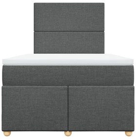 Cama boxspring com colchão 120x190 cm tecido cinzento-escuro