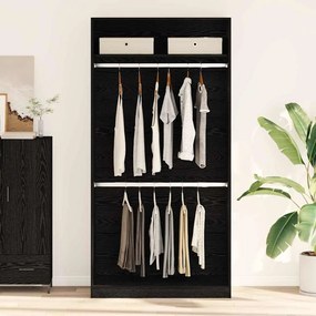 Guarda-roupa de Carvalho Preto da - 100 x 50 x 200 cm, feito de madeir