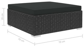 8 pcs conjunto lounge de jardim c/ almofadões vime PE preto