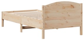 Estrutura de cama com cabeceira 90x190 cm pinho maciço