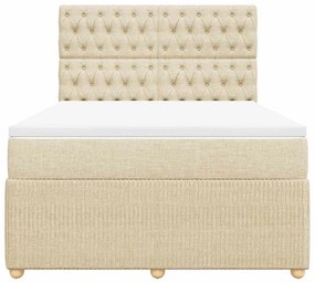 Cama com molas/colchão 160x200 cm tecido cor creme