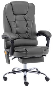 vidaXL Cadeira escritório c/ função massagem couro artific. antracite