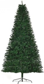 HOMCOM Árvore de Natal Artificial 240cm Ignífuga com 1499 Ramas com 2 Tipos de Pontas de PVC e Base de Aço Verde | Aosom Portugal