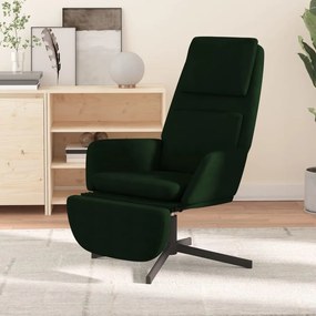 vidaXL Cadeira de descanso com apoio de pés veludo verde-escuro