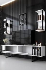 Conjunto de Mobiliário de Sala Chrome Line Set – Branco/Preto – Espess