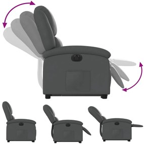 Poltrona reclinável elevatória elétrica couro artif. cinzento