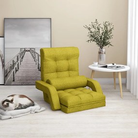 336526 vidaXL Cadeira de chão dobrável c/ função de cama tecido verde