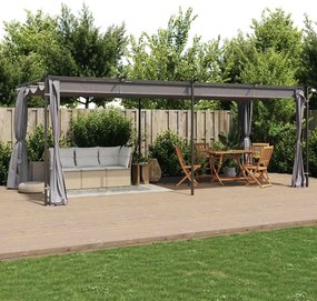 vidaXL Gazebo com cortinas 3x6 m aço antracite