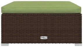 7 pcs conjunto lounge jardim c/ almofadões vime PE castanho