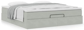 Estrutura de cama otomana com colchão 180x200 cm cinzento claro