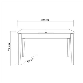 Mesa de Jantar Extensível Vina – Nogueira – 130x77x80 cm