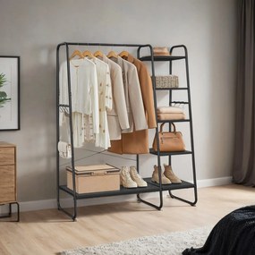 Guarda Roupa aberto com 6 ganchos 45 x 120 x 160 cm em preto