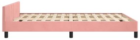 Estrutura de cama c/ cabeceira 140x200 cm veludo rosa