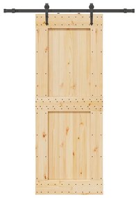 Porta de correr com ferragens 85x210 cm madeira de pinho maciça