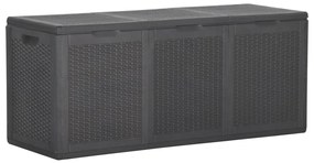 vidaXL Caixa de arrumação para jardim 270 L vime PP preto