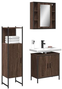 vidaXL 3 pcs conjunto móveis WC derivados de madeira carvalho castanho