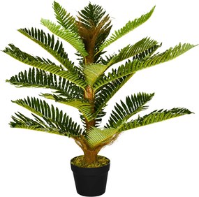 Palmeira artificial de 85 cm com 18 folhas grandes, muito realista, vaso incluído Verde