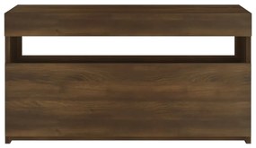 Móvel de TV com luzes LED 75x35x40 cm carvalho castanho