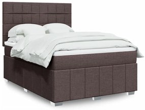 Cama com molas/colchão 160x200 cm tecido castanho-escuro