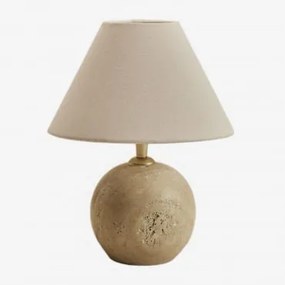 Lâmpada De Mesa Em Pedra Natural Marvexi Travertino & Branco Ø20 Cm - ↑10 Cm Menorca - Sklum