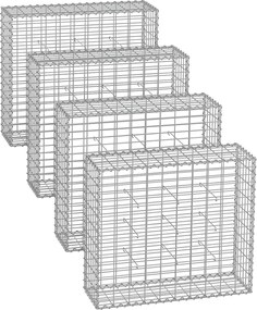 Cesto de gabião 100 x 90 x 30 cm para pedras conjunto de 2 peças Prateada