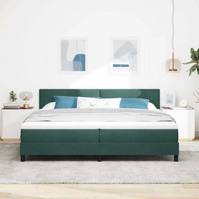 vidaXL Cama Box com colchão Verde Escuro 200 x 200 cm Veludo