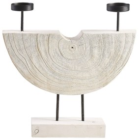 Candelabro em madeira branca 35 cm APANGO Beliani