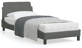 vidaXL Estrutura de cama sem colchão 90x190 cm tecido cinzento-escuro