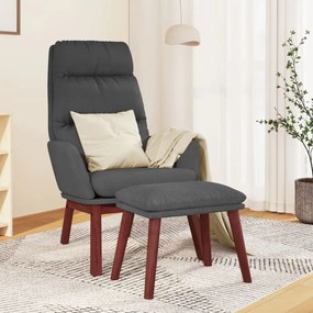 vidaXL Cadeira de descanso com banco tecido cinzento-escuro