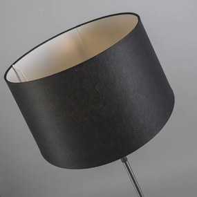 Candeeiro de pé em aço com abajur preto 45 cm ajustável - Parte Design,Moderno